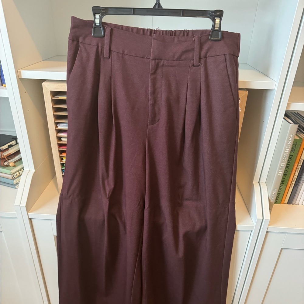 A New Day Burgundy Pleated Wide-Leg Pants